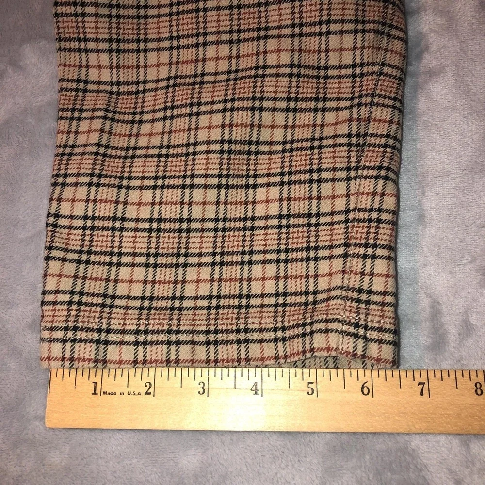 RSQ Pants Men's Size Large Beige Plaid Pull On Pants Elastic Waist Casual Pocket